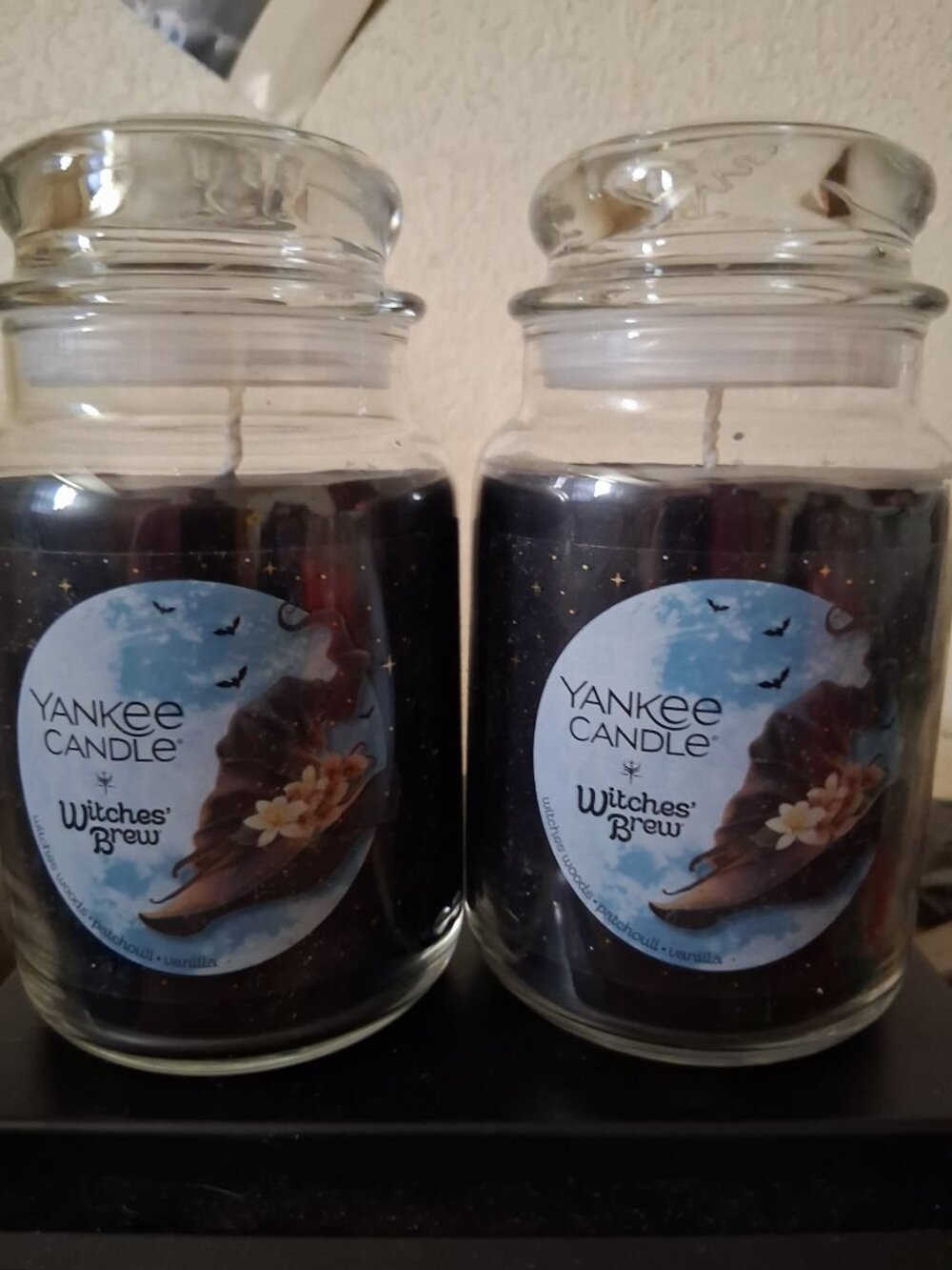 YANKEE CANDLE Witches' Brew Large Jar Candle Witch Hat Labels NEW 2 JARS